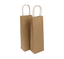 Пакет бумажный с круч. ручками 330*120*80 крафт ПОД БУТЫЛКУ (25/250)