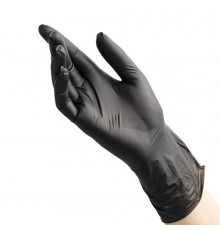 Перчатки виниловые черные неопудренные M (уп 100шт) 