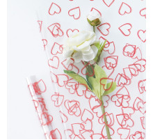 Пленка 70см*9м 40мкм сердца красная Пленка 70см*9м 40мкм сердца красная