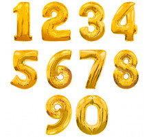 Шар фольгированный 40"/102см Цифра 0 золото 
