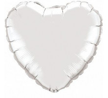 Шар фольгированный 18"/46см Сердце серебро 