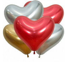 Шар латексный ЗЕРКАЛЬНЫЙ 14"/35см Сердце ассорти Sempertex (уп 50шт)