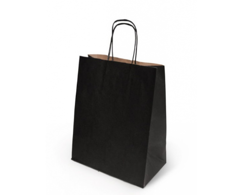 Пакет бумажный с круч. ручками 250*220*120 черный купить в Уфе в Упакофф