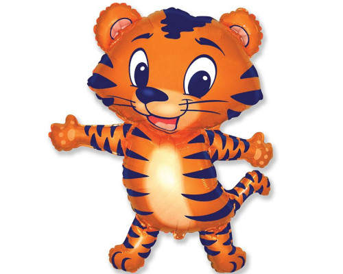 Шар фольгированный 14"/36см Тигренок синий мини