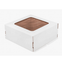Коробка для торта 250*250*150 белая с окном