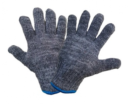 Перчатки х/б 7,5 класс ЗИМА двойные серые, черные