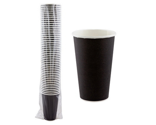 Стакан бумажный 400мл D90 ЧЕРНЫЙ (25/500)
