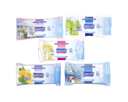 Салфетки влажные 15шт в ассортименте