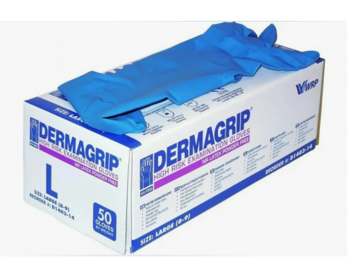 Перчатки латексные Dermagrip нестерильные неопудренные L