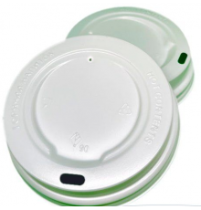 Крышка для стакана бум белая d-90мм с боковым отверстием 100/1000