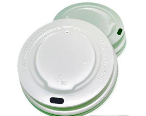 Крышка для стакана бум белая d-90мм с боковым отверстием 100/1000