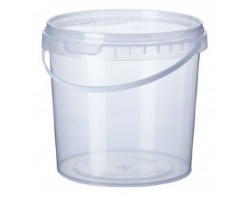 Ведро пищевое 1л с крышкой D-130мм прозрачное (уп 120)