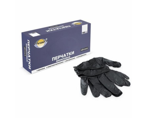 Перчатки виниловые черные неопудренные XL (уп 100шт)