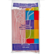 Трубочки для коктейля 100шт L-210 d-5 гофрированные полосатые