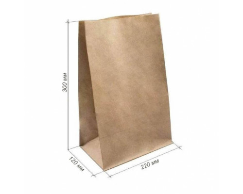 Пакет бумажный с квадр.дном 300 / 290*220*120 крафт М (1000)