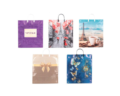 Пакет с пласт. ручкой 40*40*90мкм (10/100) В АССОРТИМЕНТЕ