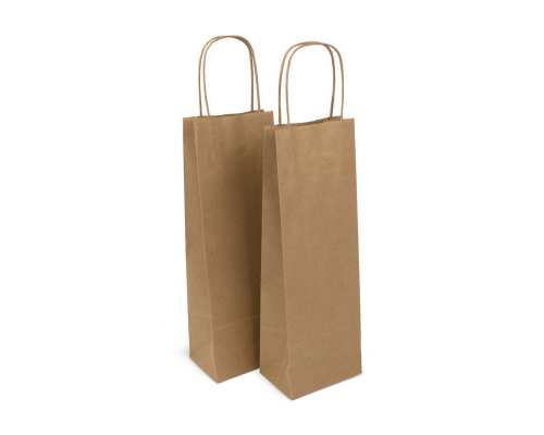 Пакет бумажный с круч. ручками 330*120*80 крафт ПОД БУТЫЛКУ (25/250)