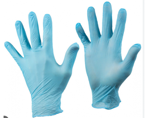 Перчатки виниловые голубые М (уп 100шт)