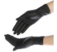 Перчатки нитриловые неопудренные черный L (уп 100шт)