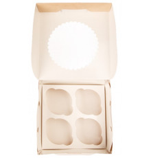 Контейнер бумажный д/капкейков ECO MUF 4 160*160*100 мм крафт с окном (уп25/кор150)