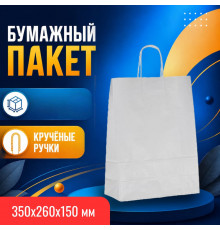 Пакет бумажный с круч. ручками 350*260*150 белый А (кор250шт)