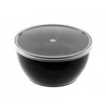 Банка полипропиленовая плошка 360мл H-55 D-112 черная с крышкой  (уп 480)