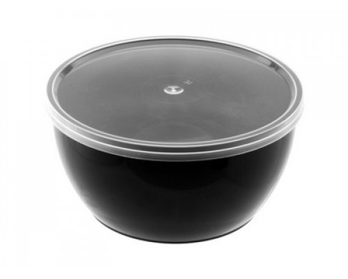 Банка полипропиленовая плошка 360мл H-55 D-112 черная с крышкой (уп 480)