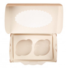 Контейнер бумажный д/капкейков ECO MUF 2 160*100*100 мм крафт с окном (уп25/кор200)