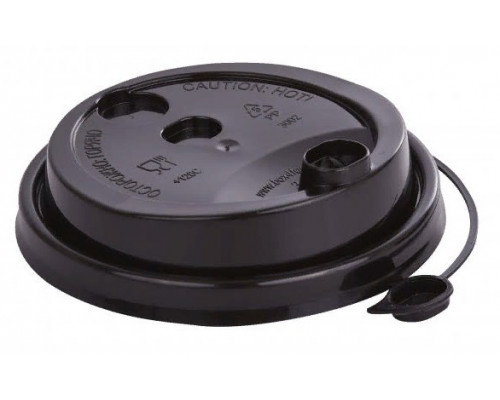 Крышка для стакана бум черная d-90мм с заглушкой 50/1000