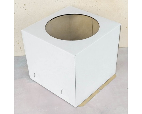 Коробка для торта 300*300*300мм белая с окном