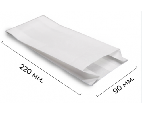 Пакет бумажный 220*90*40 белый (уп100шт)