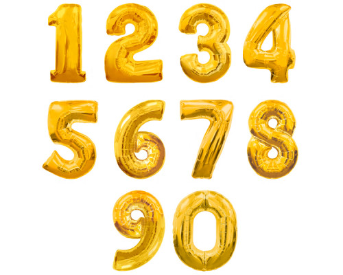 Шар фольгированный 40"/102см Цифра 7 золото