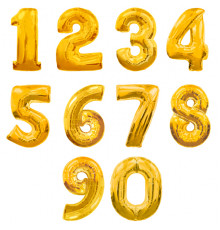 Шар фольгированный 40"/102см Цифра 0 золото