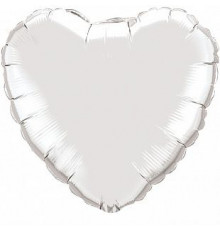 Шар фольгированный 18"/46см Сердце серебро