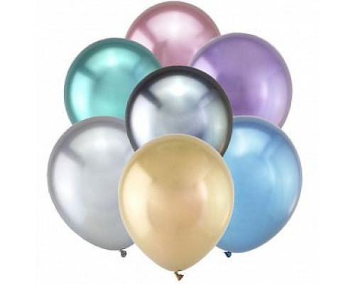 Шар латексный ЗЕРКАЛЬНЫЙ 12"/30см ассорти хром ВЕСЕЛУХА (уп 50шт)