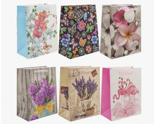 Пакет подарочный бумажный 26*32*12 МИКС рисунок в ассортименте
