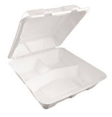 Ланч-бокс GREEN MYSTERY 230х228х85мм 3секц белый 1500мл сахарный тростник 50шт