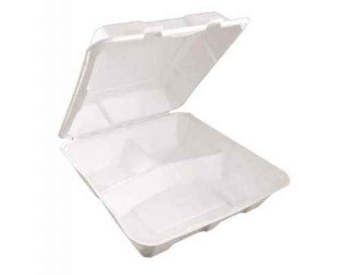 Ланч-бокс GREEN MYSTERY 230х228х85мм 3секц белый 1500мл сахарный тростник 50шт