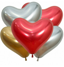 Шар латексный ЗЕРКАЛЬНЫЙ 14"/35см Сердце ассорти Sempertex (уп 50шт)
