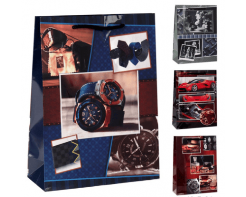 Пакет бумажный с ручками 18*24*8,5 микс 23 февраля