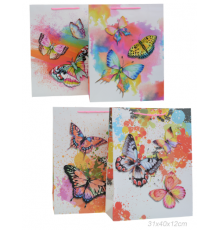 Пакет подарочный бумажный 31*40*12 микс рисунок в ассортименте