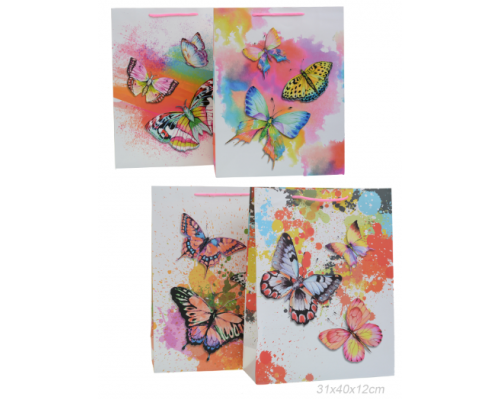 Пакет подарочный бумажный 31*40*12 микс рисунок в ассортименте