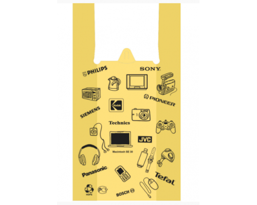 Майка ПНД 43+18*64 17мкм ЭЛЕКТРОНИКА желтый уп 100шт (пак 1500) Союз-Полимер