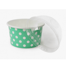 Креманка 165мл салатовая в белый горошек Complement с крышкой купольной (50/1000)