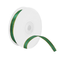 Лента атласная 25мм 23м золотой/серебряной нитью в асортименте