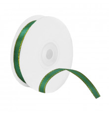 Лента атласная 25мм 23м золотой/серебряной нитью в асортименте