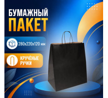 Пакет бумажный с круч. ручками 280*220*120 черный (кор250шт)