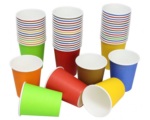 Стакан бумажный 350мл D90 цветной в ассортименте