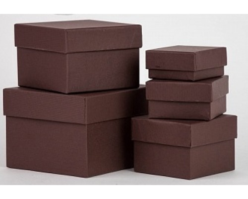 Коробка подарочная 8*8*6 КОРИЧНЕВАЯ РЕБРИСТАЯ
