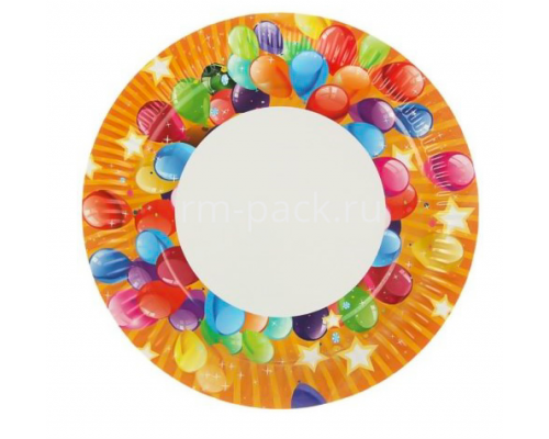 Тарелка картонная 230мм с рисунком в ассортименте